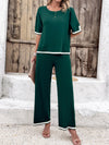 Contrast Trim Top and Pants Set