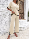 Contrast Trim Top and Pants Set