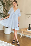 Ruffled Hem Striped V-Neck Babydoll Dress