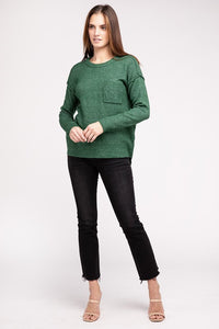 Hi-Low Hem Round Neck Sweater