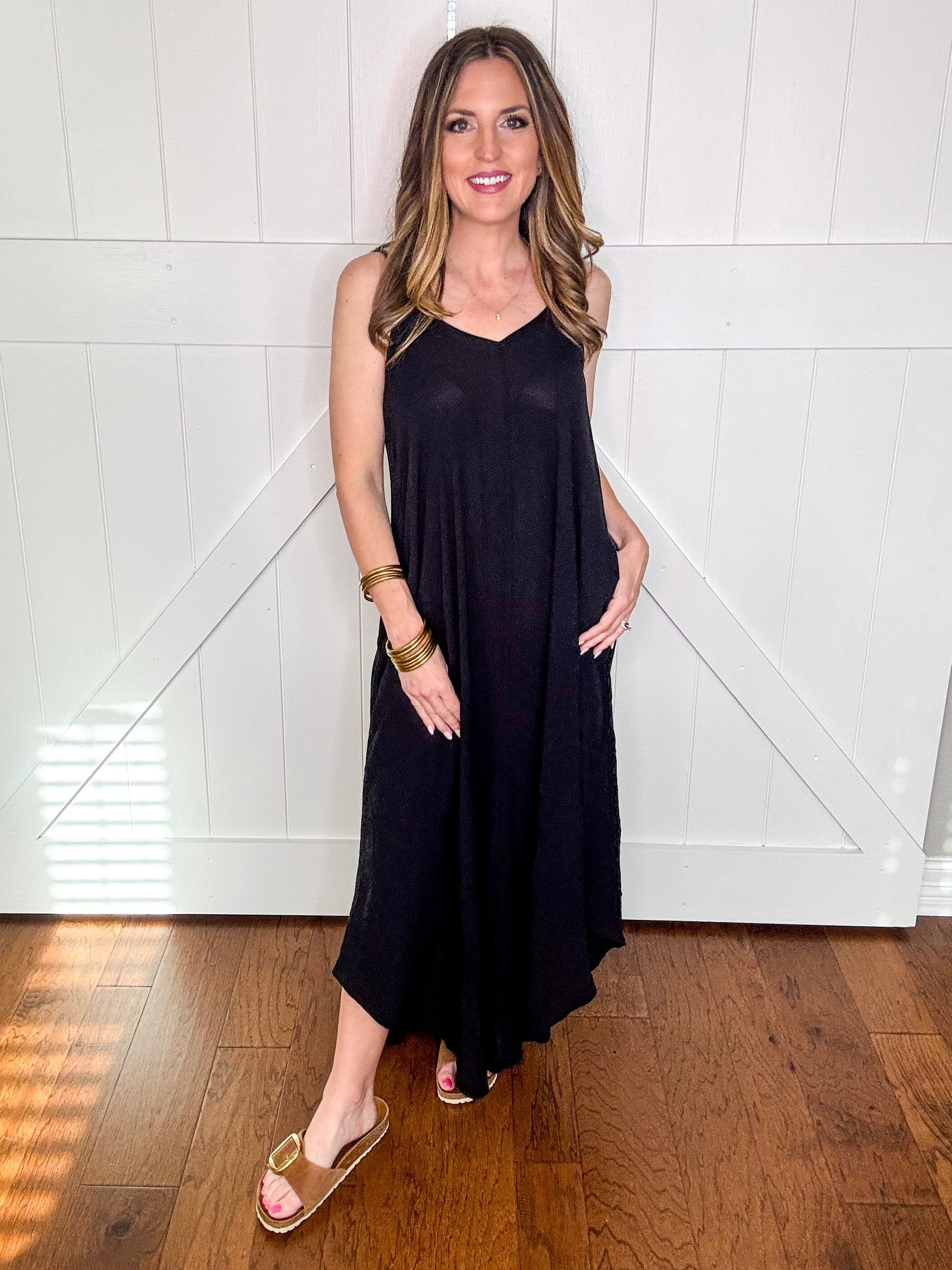 Zenana Spaghetti Strap Maxi Dress in Black