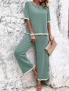 Contrast Trim Top and Pants Set