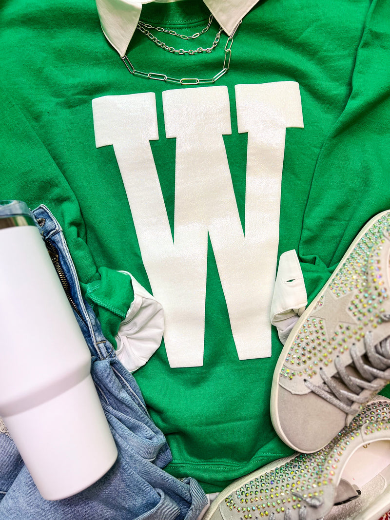 Glitter Puff W Sweatshirt in Green