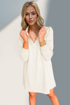 Textured Quarter Zip Long Sleeve Dress