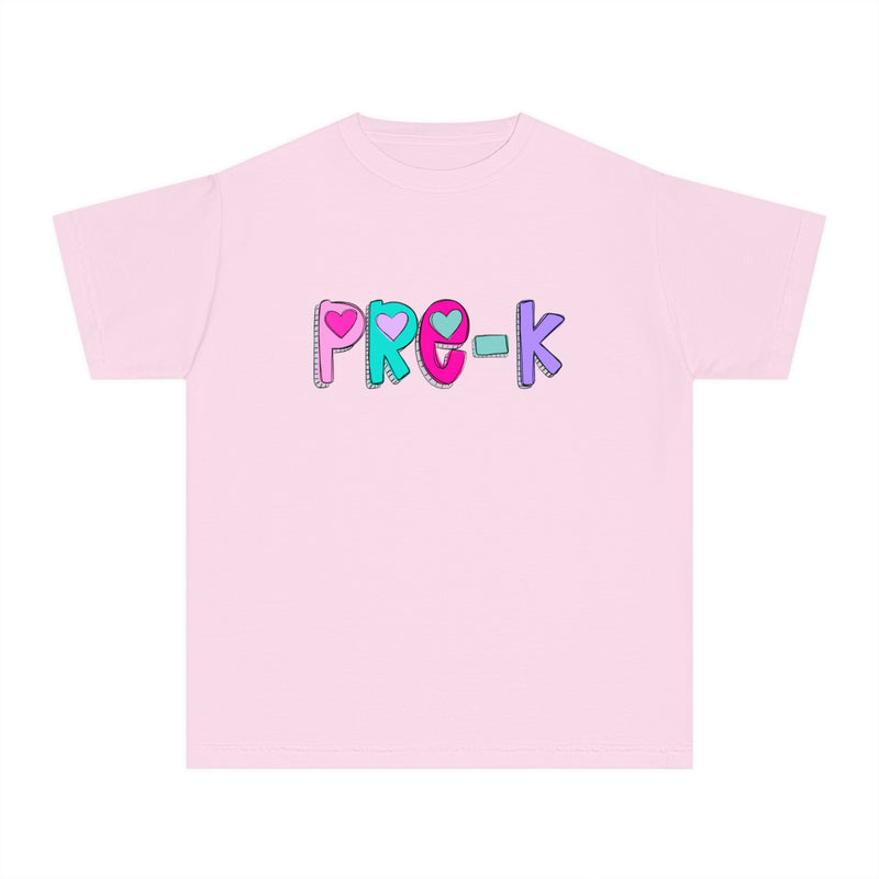 YOUTH Pre-K Heart Font Comfort Colors Tee