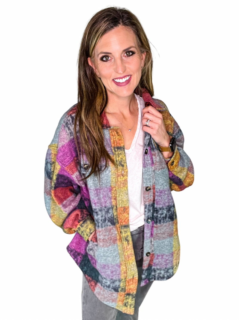 Multicolor Check Shirt Jacket