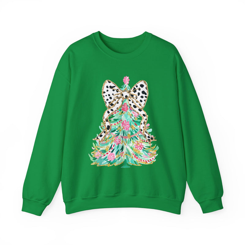 Preppy Christmas Tree with Bow Sweatshirt