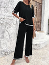 Contrast Trim Top and Pants Set