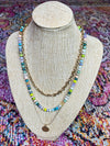 Gold Chain and Pastel Beaded Layered Necklace