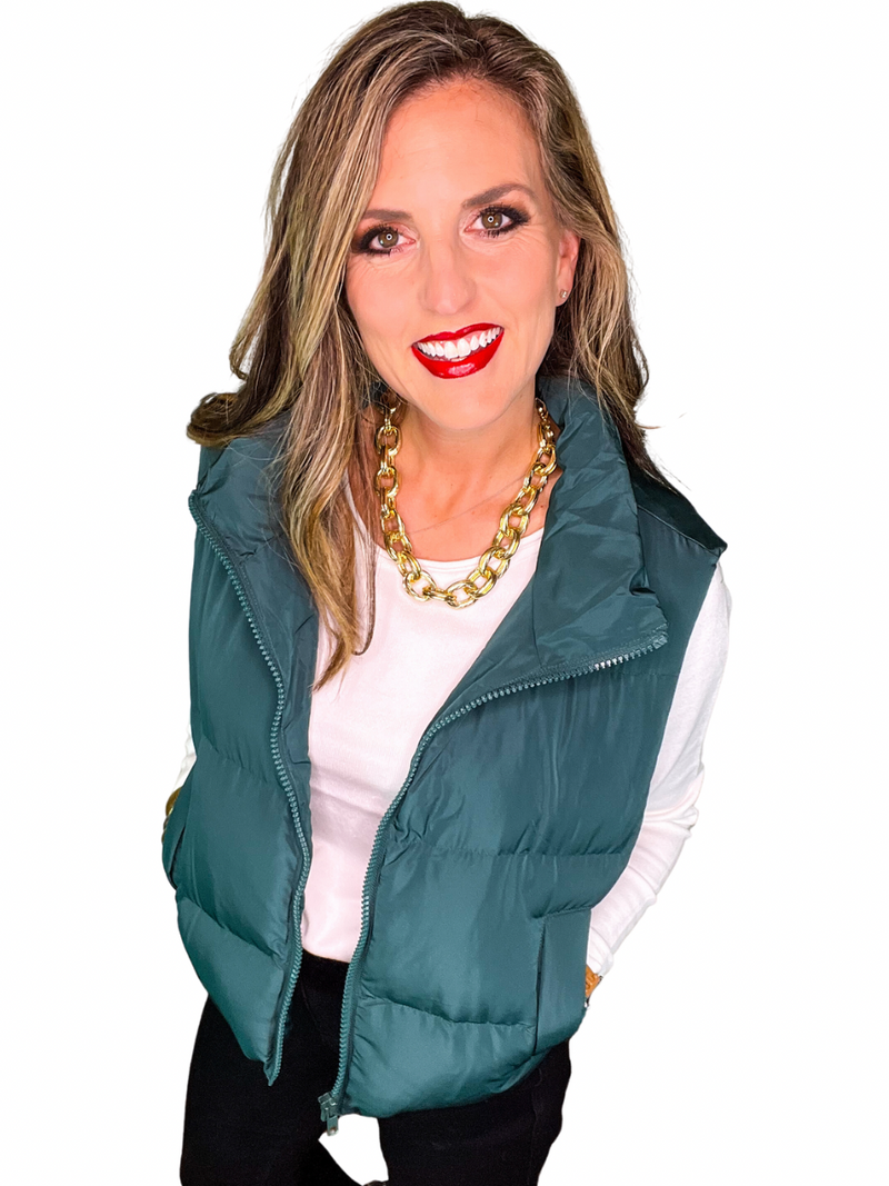 Puffer Vest in Hunter Green