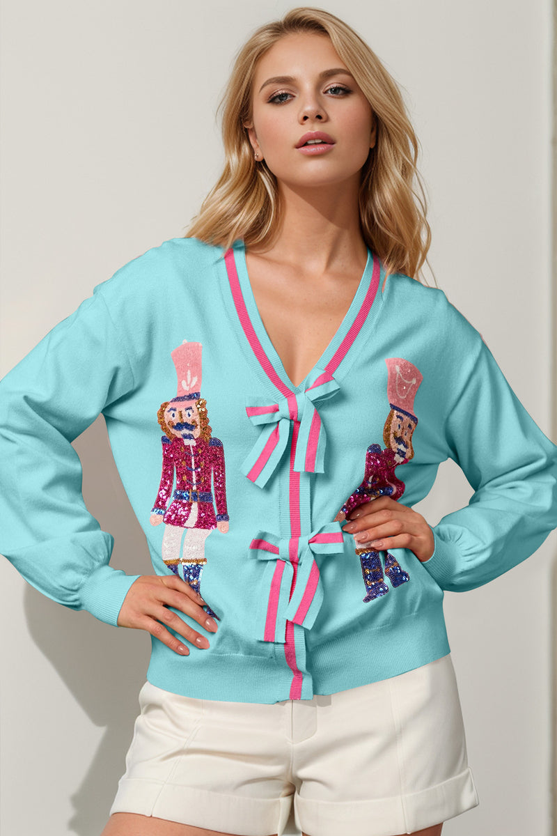 Sequin Nutcracker Bow Cardigan