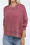 Vintage Washed Side Slit Sweater