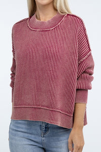 Vintage Washed Side Slit Sweater