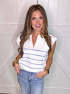Blue Striped Quarter Zip Top