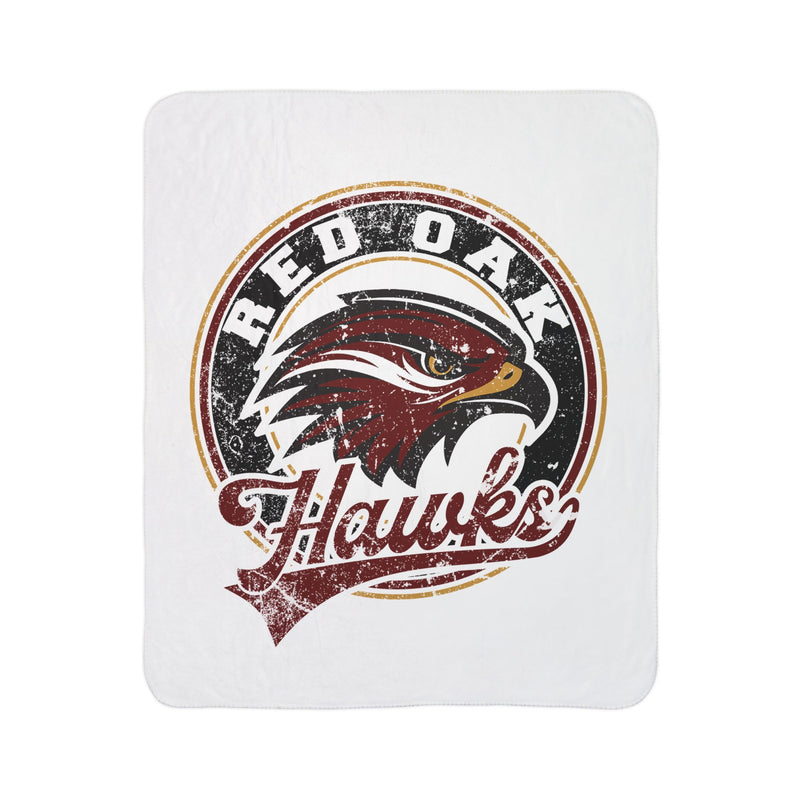 Red Oak Hawks Vintage Mascot Sherpa Blanket
