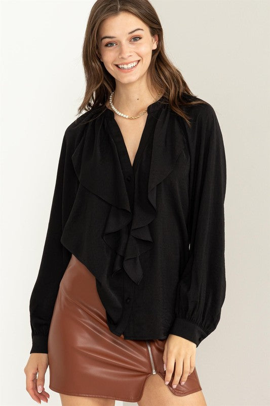 Long Sleeve Ruffle Blouse DEAL
