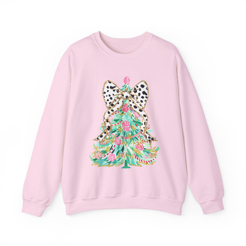 Preppy Christmas Tree with Bow Sweatshirt