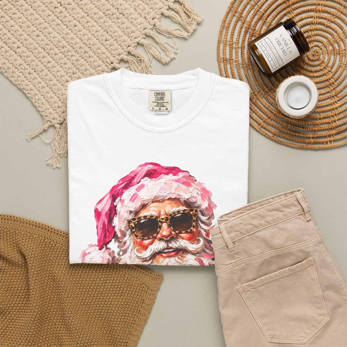 Pink Glam Santa Comfort Colors T-shirt