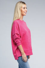 Brushed Melange Drop Shoulder Oversized Sweater