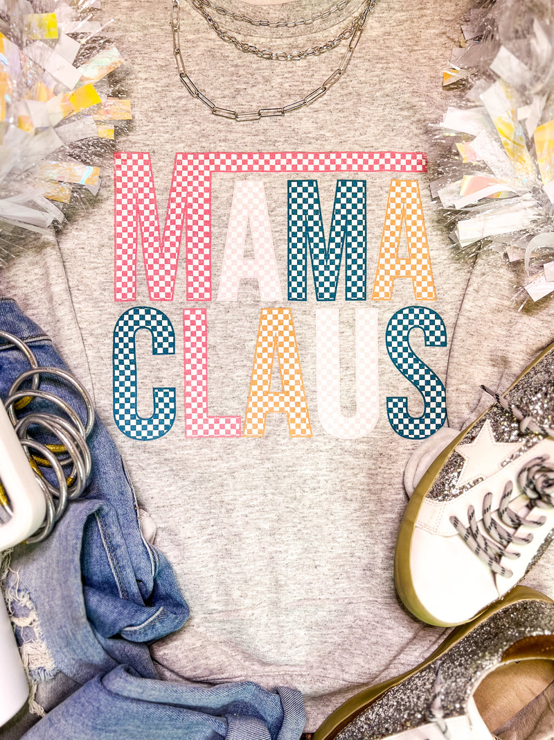 Mama Claus Checkered Crewneck Sweatshirt