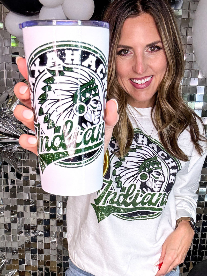 Waxahachie Indians Vitnage Mascot 20 Ounce Tumbler