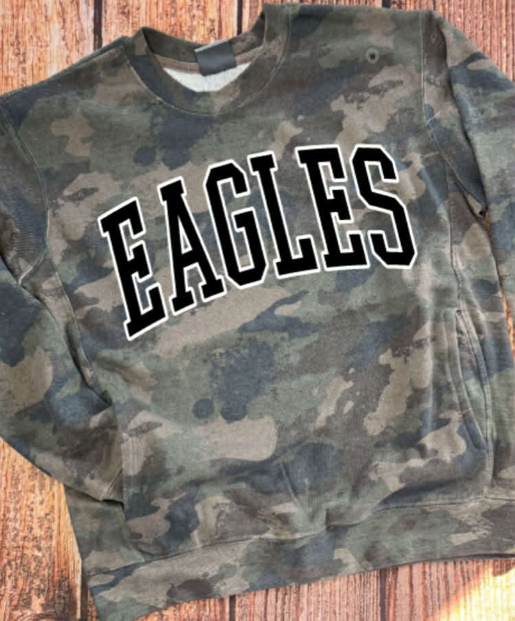 Eagles Camo Pullover with Pockets in Black Lettering PREORDER