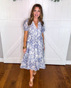 Umgee Paisley Print Puff Sleeve Midi Dress