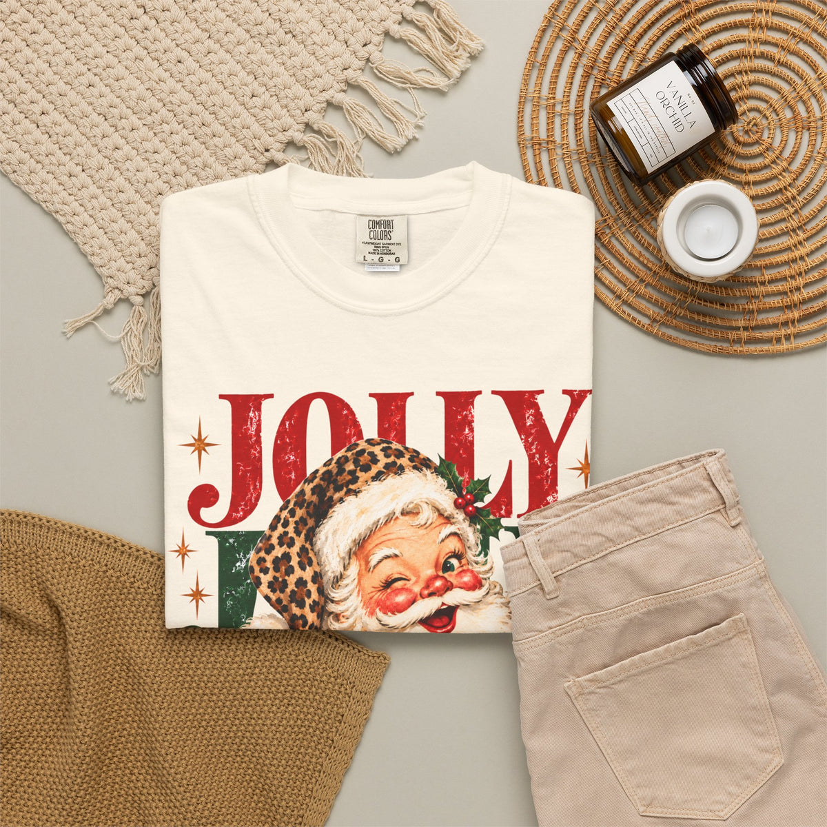 Leopard Jolly Santa Comfort Colors T-shirt