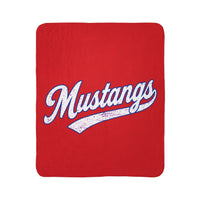 Red Mustangs Script Sherpa Blanket