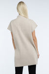 Mock Neck Short Sleeve Sweater Dress