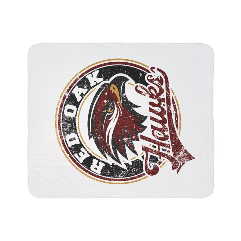 Red Oak Hawks Vintage Mascot Sherpa Blanket