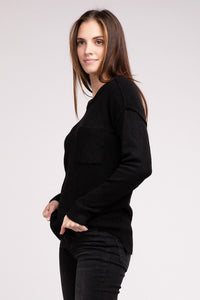 Hi-Low Hem Round Neck Sweater