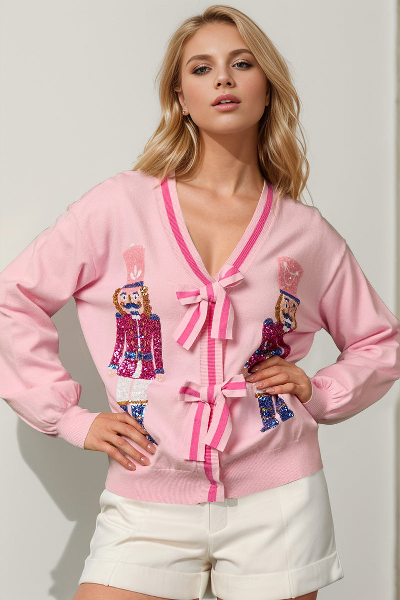 Sequin Nutcracker Bow Cardigan