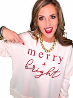 Merry and Bright Red Glitter Vintage Fleece Pullover