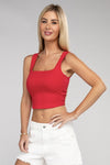 Cotton Square Neck Cropped Cami Top