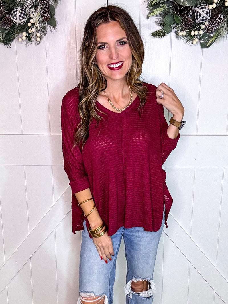 3/4 Length Textured Top