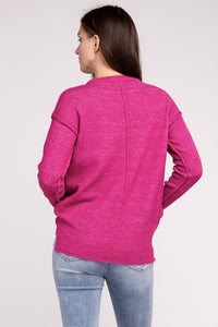 Hi-Low Hem Round Neck Sweater