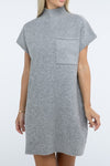 Mock Neck Short Sleeve Sweater Dress