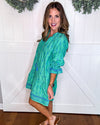Umgee Tassel Embroidered Flounce Sleeve Dress