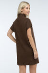 Mock Neck Short Sleeve Sweater Dress