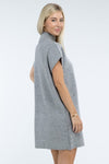Mock Neck Short Sleeve Sweater Dress