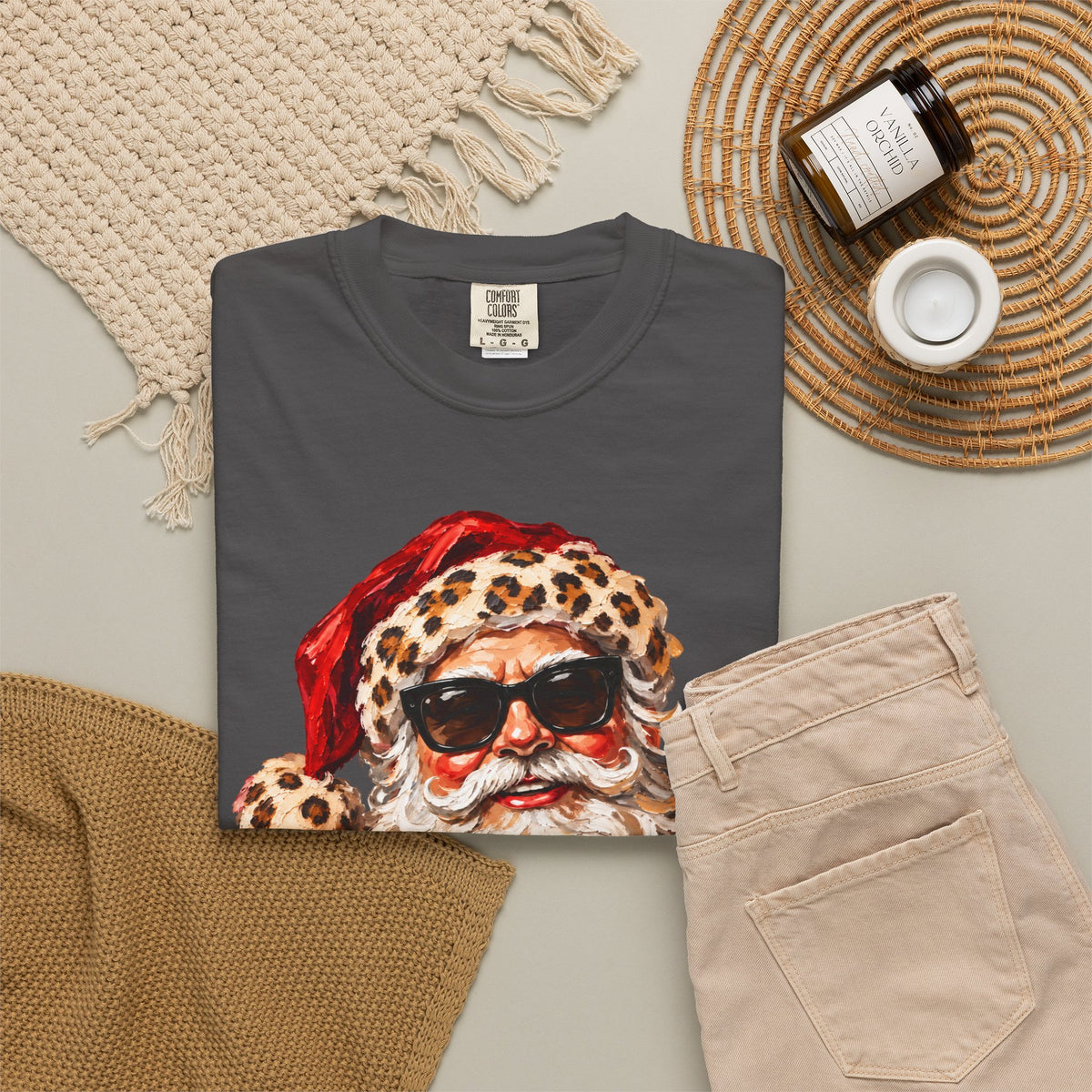 Leopard Glam Santa Comfort Colors T-shirt