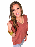 Ribbed Pocket Tee in Rust