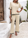 Contrast Trim Top and Pants Set
