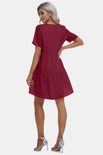 V-Neck Short Sleeve Tiered Dress