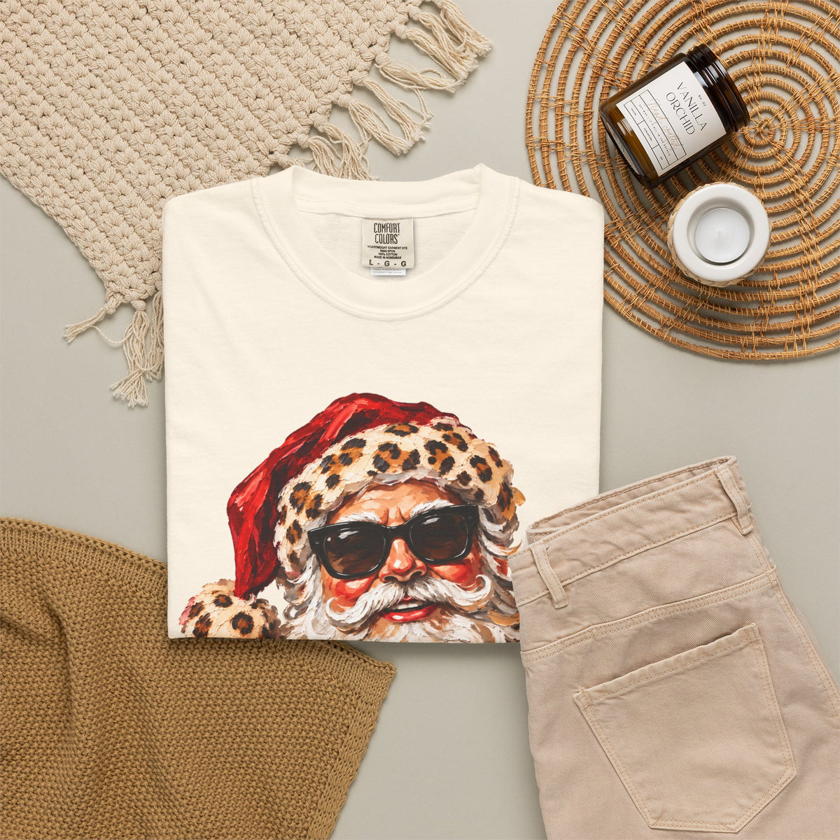 Leopard Glam Santa Comfort Colors T-shirt