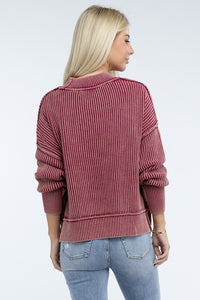 Vintage Washed Side Slit Sweater