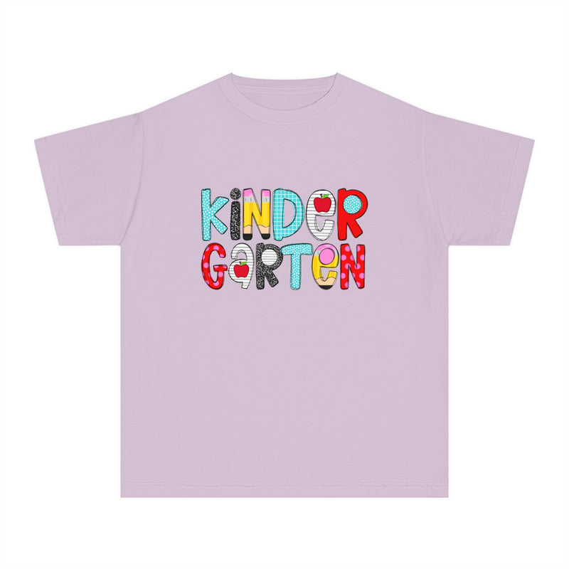 YOUTH Kindergarten School Font Comfort Colors Tee