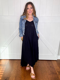 Zenana Spaghetti Strap Maxi Dress in Black