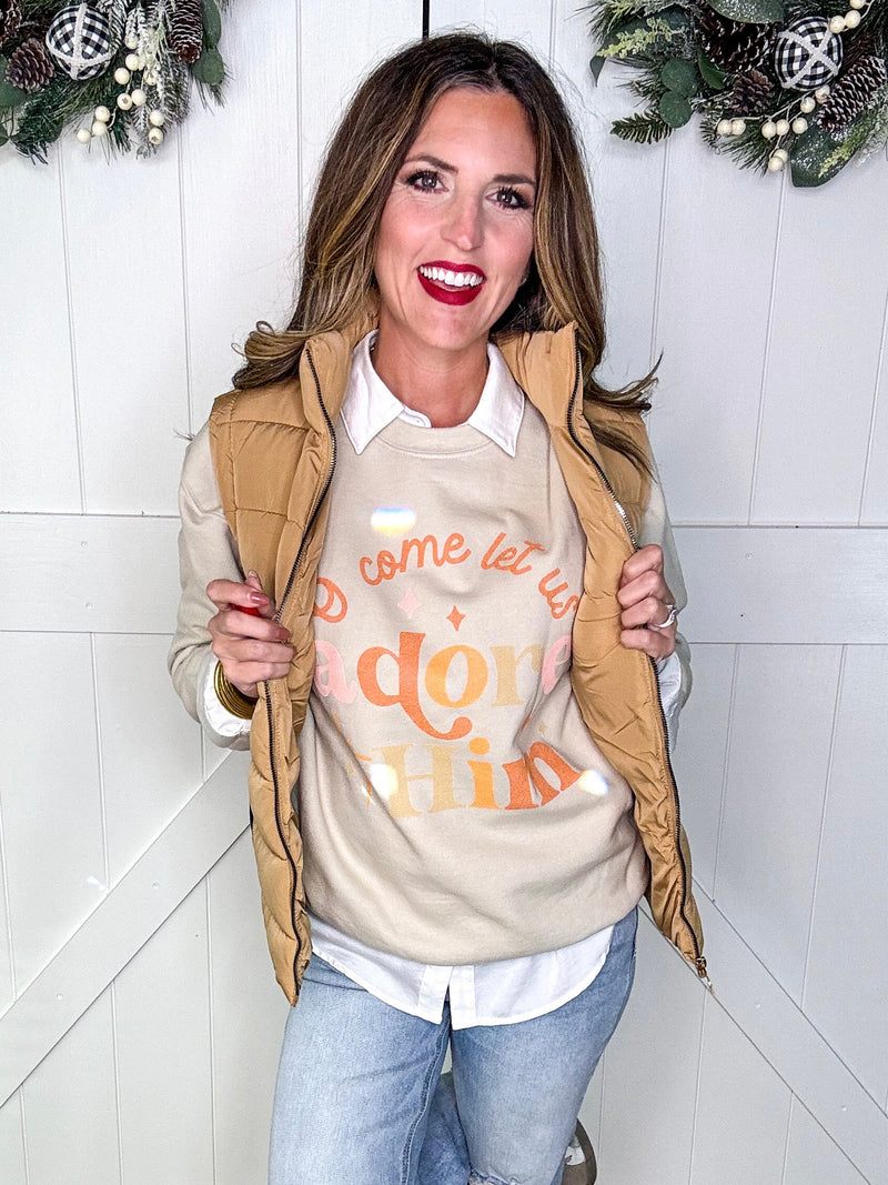 Neutral Oh Come Let Us Adore Him Sweatshirt